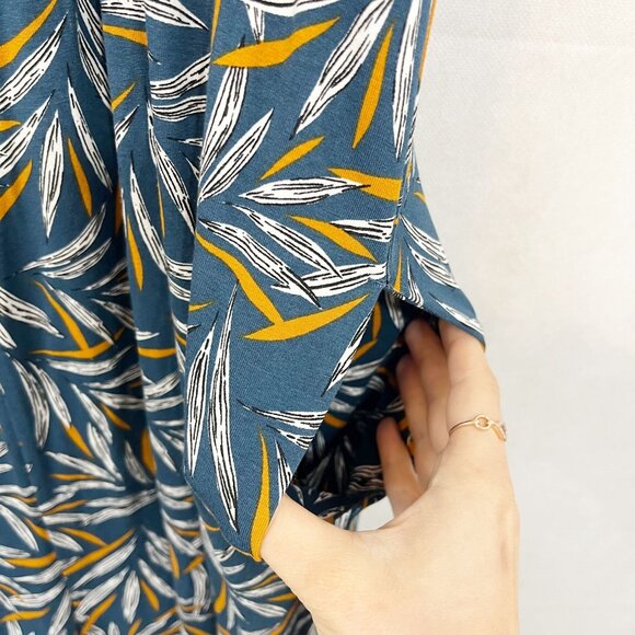 NEW Loft Blue Leaf Jersey Knit Wide Leg Jumpsuit Surplice Tie Straps Size XL - Picture 5 of 7